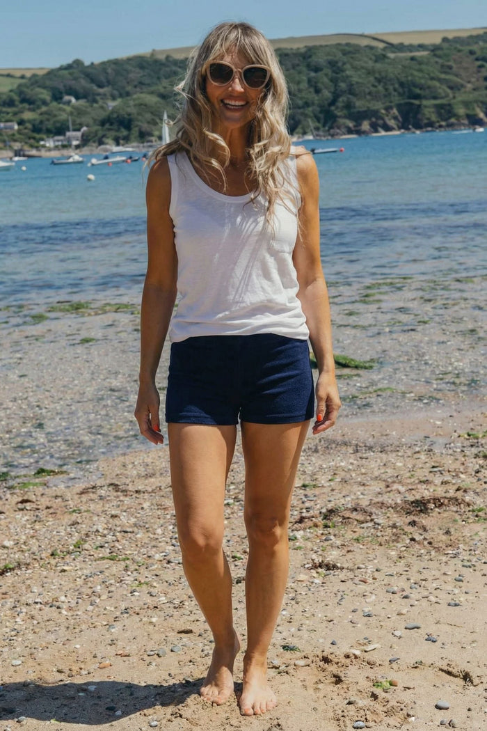 Towelling Hipster Shorts | Navy