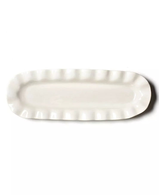 long serving plate with scallop edges