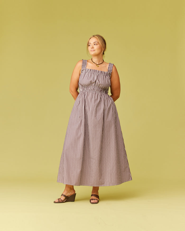 TRULLI DRESS BROWN STRIPE