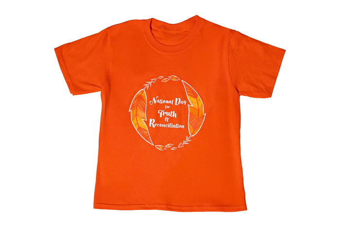 Orange Shirt Day 2025 youth t-shirt with National Day for Truth and Reconciliation logo