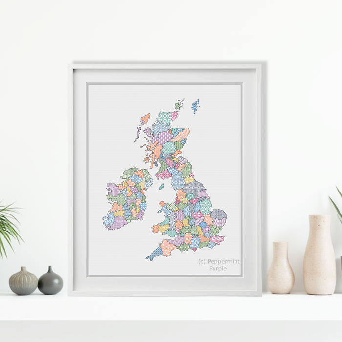 UK & Eire Counties Blackwork Blackwork Pattern by Peppermint Purple