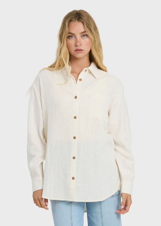 Wanderer Solid Long Sleeve Top - Salt Crystal
