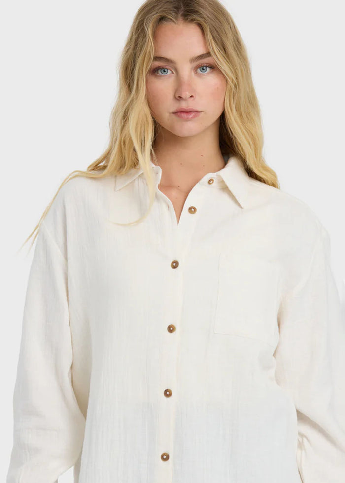 Wanderer Solid Long Sleeve Top - Salt Crystal