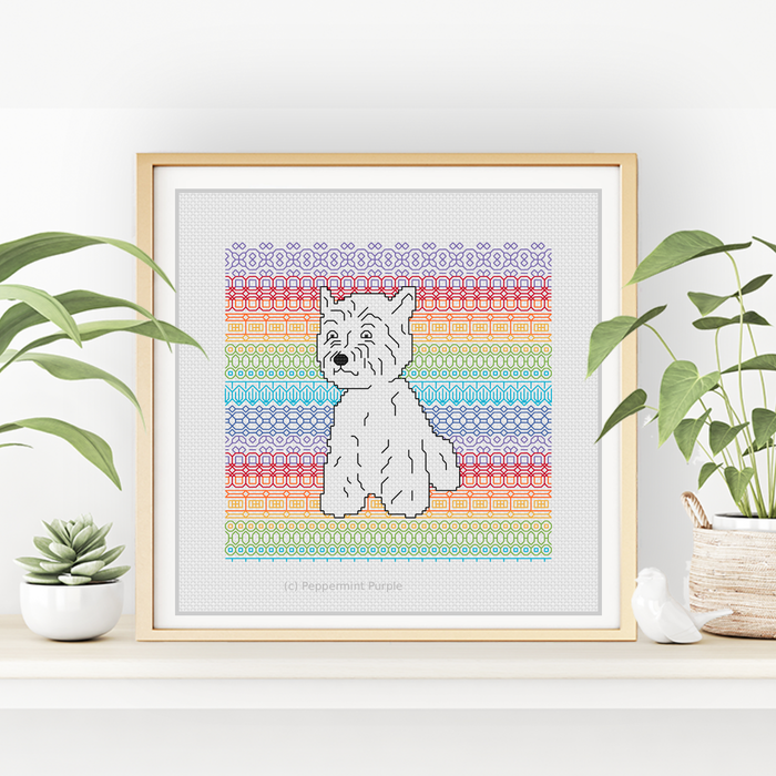 West Highland White Blackwork Pattern by Peppermint Purple