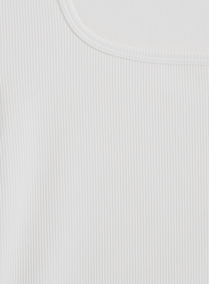 White Ribbed Performance Short Sleeve