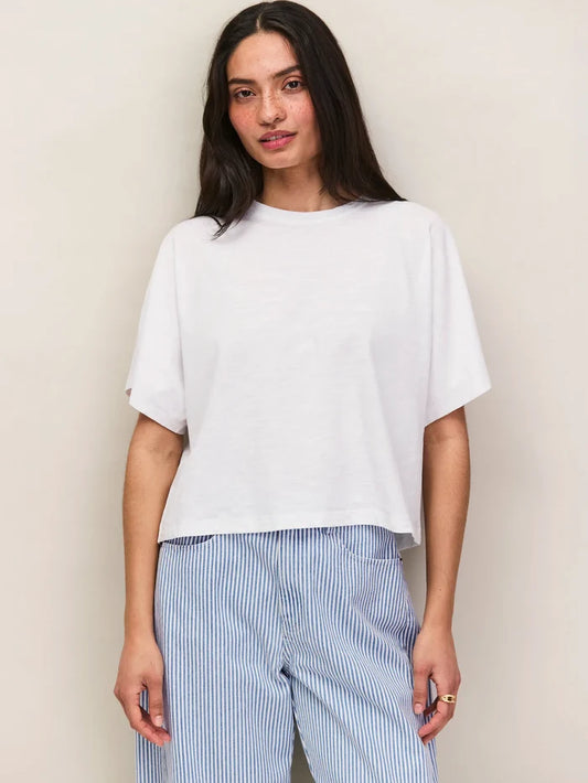White Slub Jersey Cropped Tee