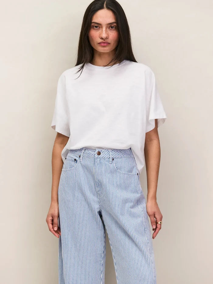 White Slub Jersey Cropped Tee
