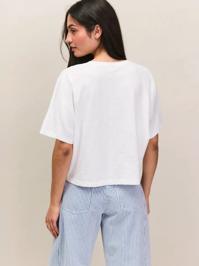 White Slub Jersey Cropped Tee