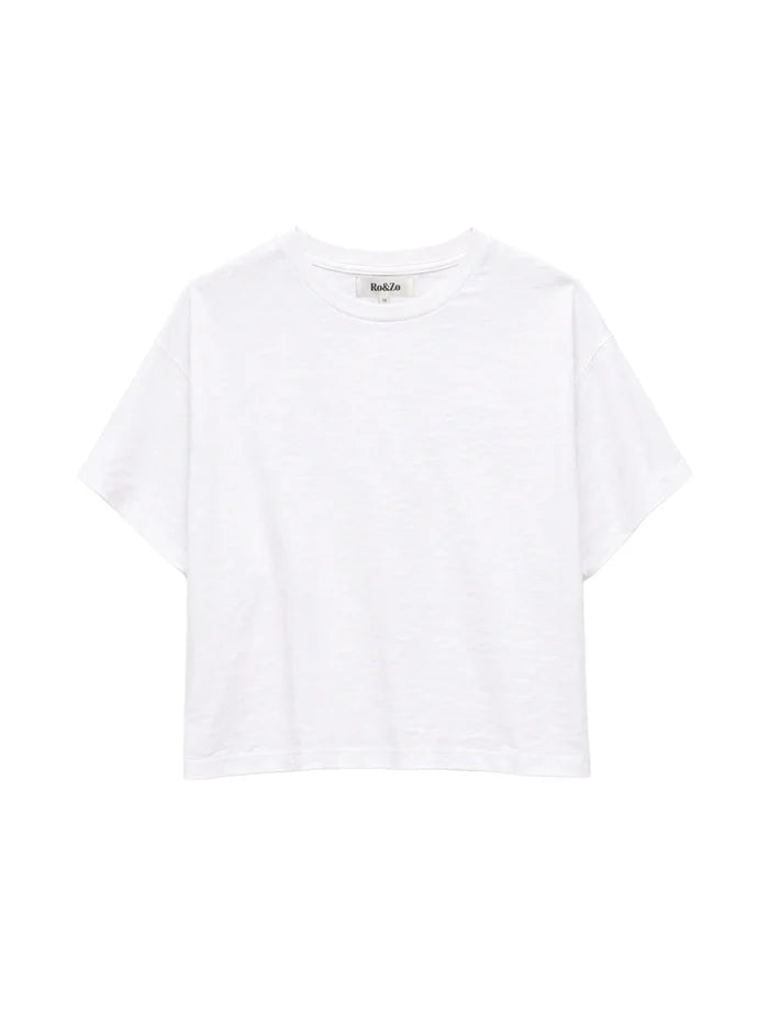 White Slub Jersey Cropped Tee