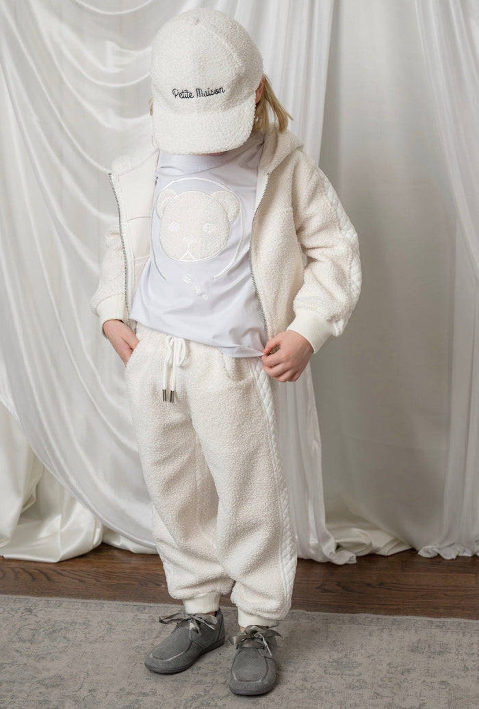 Pima White Cotton Teddy T-Shirt - Petite Maison Kids