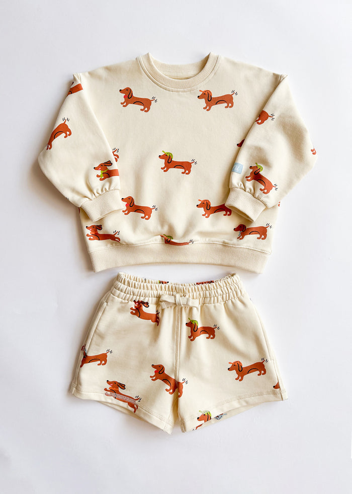 Wiener Dog Terry Oversized Sweatshort Set