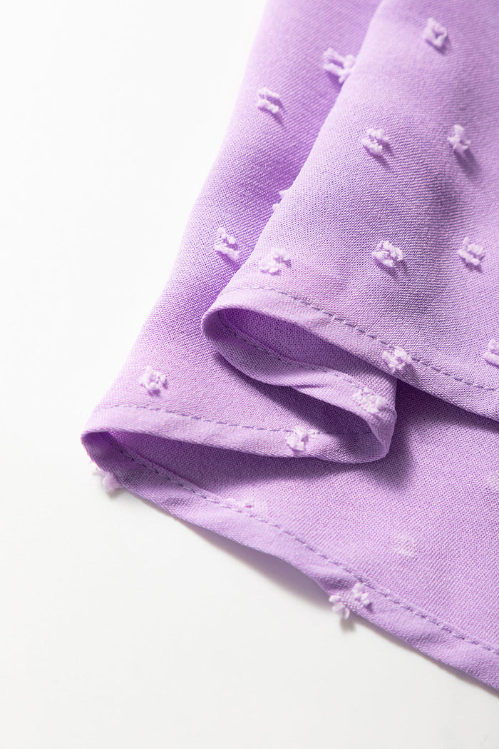 Wisteria Swiss Dot Smocked Frilled Neckline Short Sleeve Plus Size Dress - Size/Plus Dresses/Plus Maxi Dresses