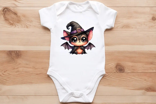 Witchy bat pup🦇 baby vest🖤🦔 Claxton Creations GB