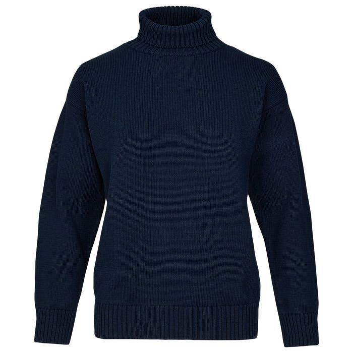 Womens 100% Cotton Roll Neck Jumper | Navy