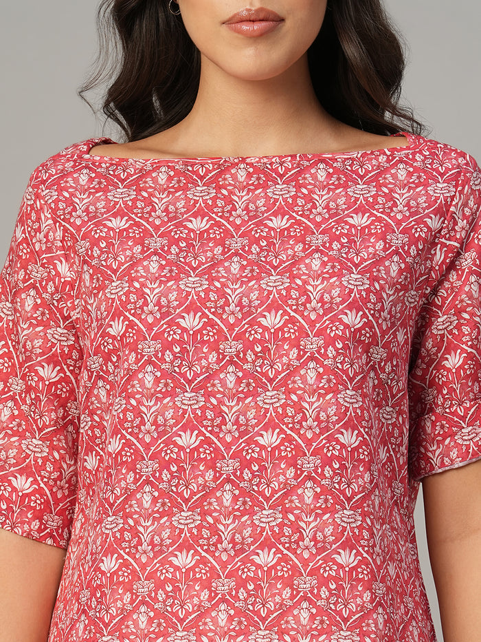 Women's Pink Linen Cotton Regular Fit Blouse