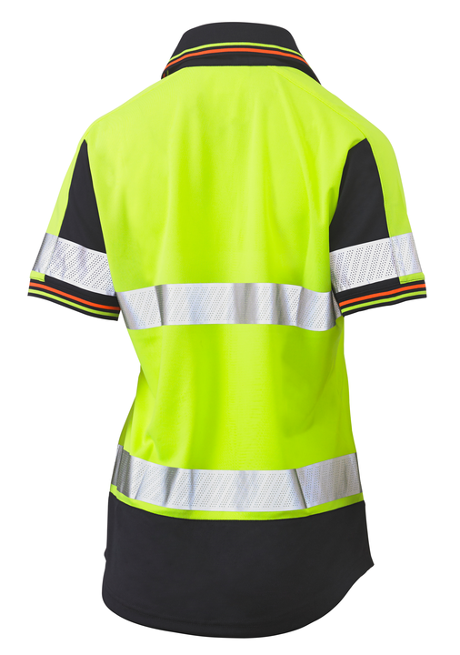 Women's Taped Two Tone Hi Vis V-Neck Polo BKL1225T
