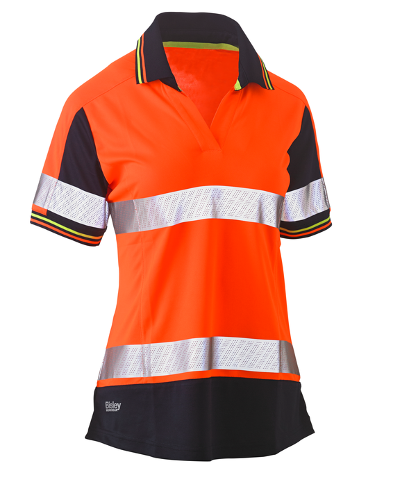 Women's Taped Two Tone Hi Vis V-Neck Polo BKL1225T