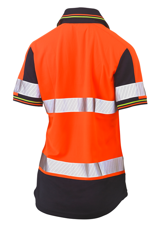 Women's Taped Two Tone Hi Vis V-Neck Polo BKL1225T