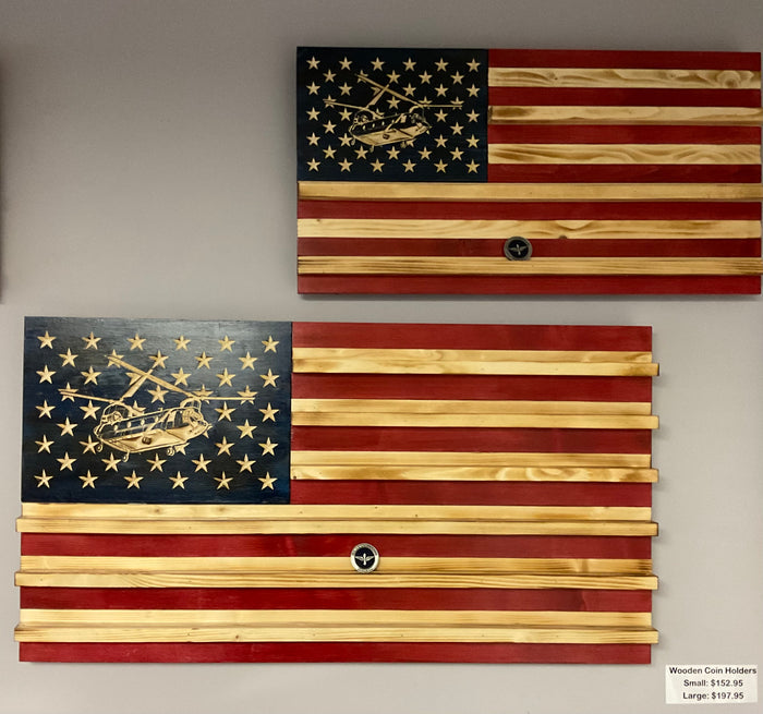 Wooden Flag Coin Holder