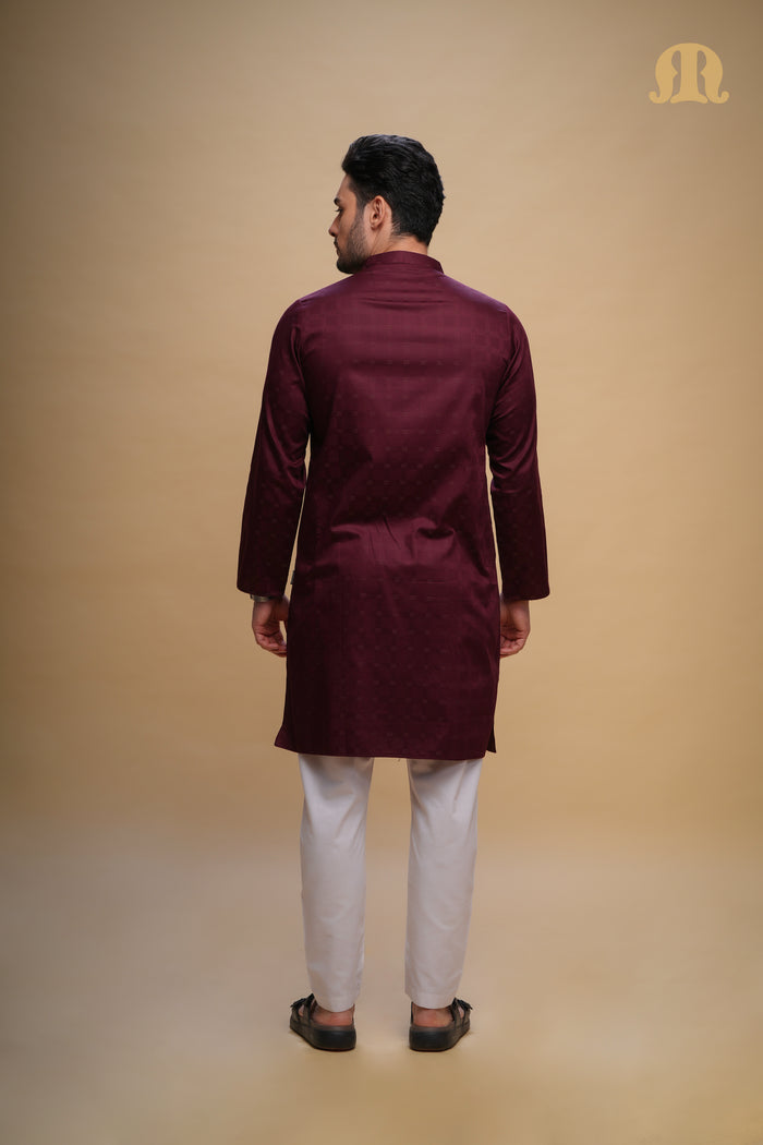Yamuk Kurta Maroon Set Men