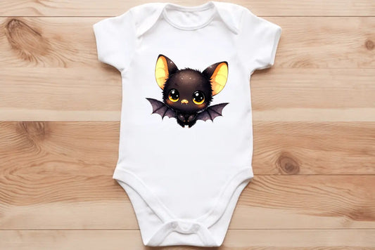 Yellow & black bat pup🦇 baby vest🖤🦔 Claxton Creations GB
