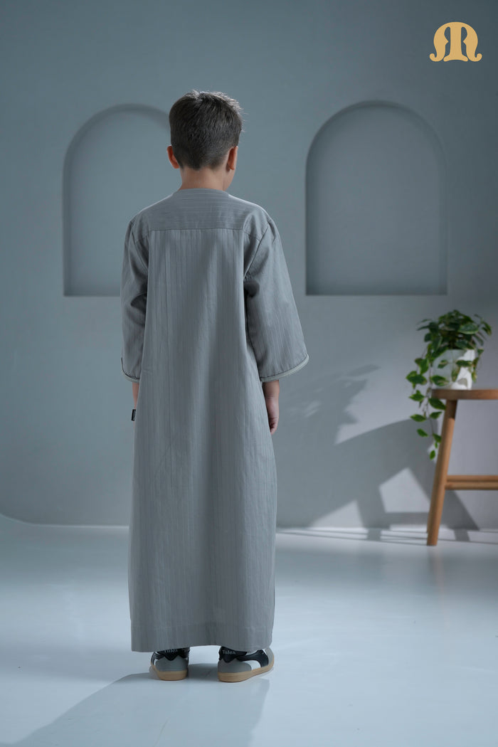 Zagora Grey Moroccan Thobe for Kids