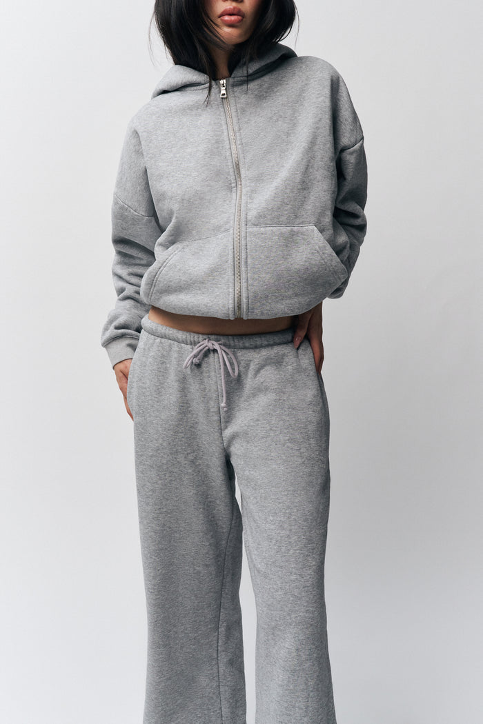 Zip Up Hoodie in Heather Grey