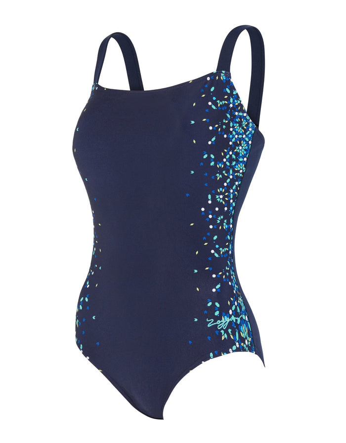 Navy blue Zoggs Blue Chime adjustable classicback swimsuit with sequins