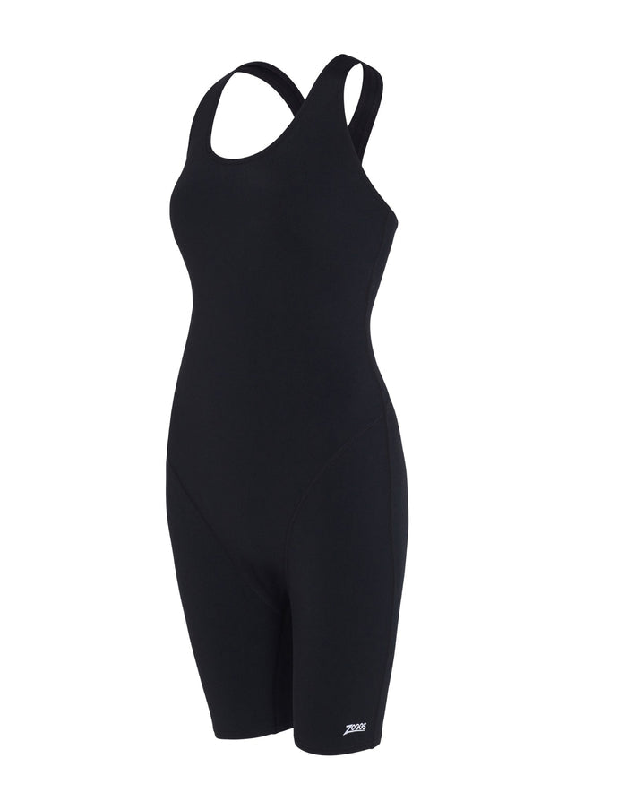 Zoggs Cottesloe Legsuit black speedo with racerback and short leg height