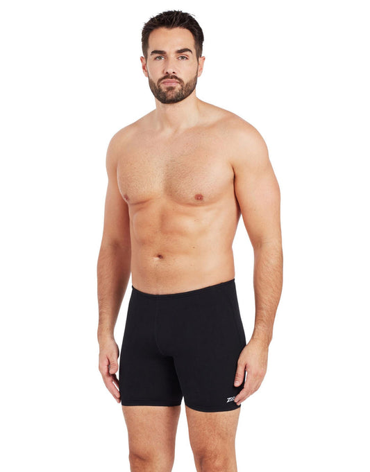 Black Zoggs Cottesloe Mid Swim Jammer with textured waistband logo