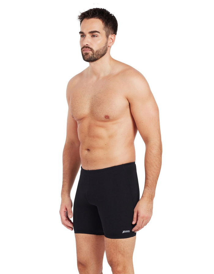Black Zoggs Cottesloe Mid Swim Jammer shorts with textured waistband