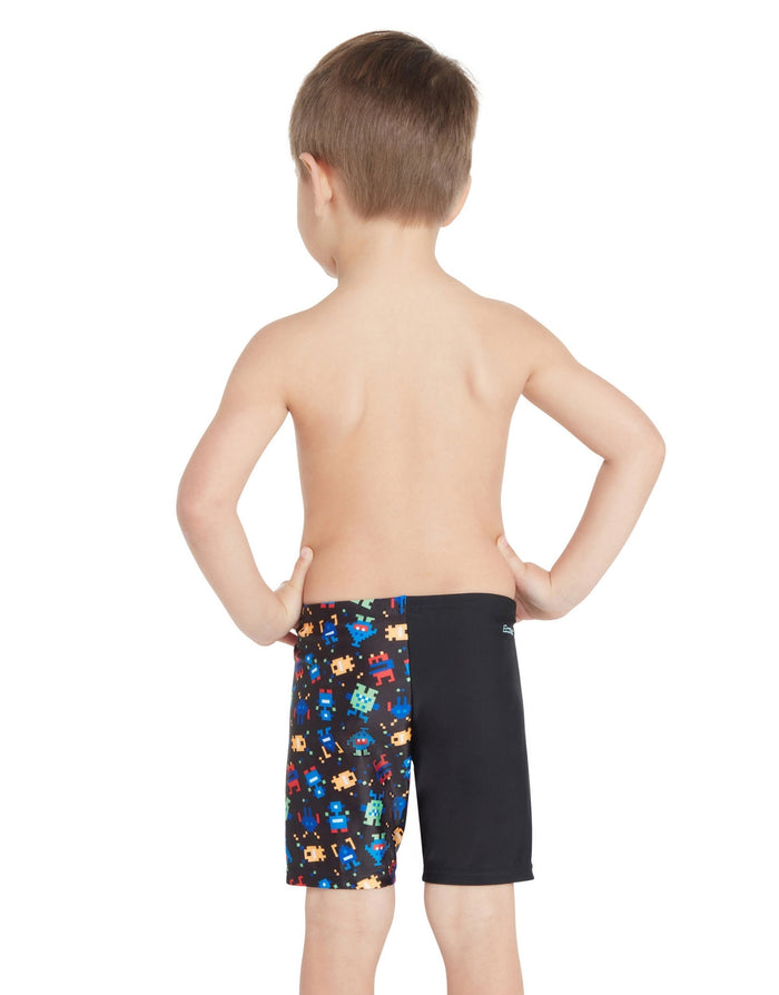Zoggs Tots Boys Pixel Monsters black multi reversible swim trunks