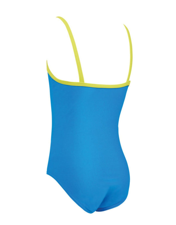 Zoggs Tots Girls Pool Party Classicback blue one-piece swimsuit with yellow trim